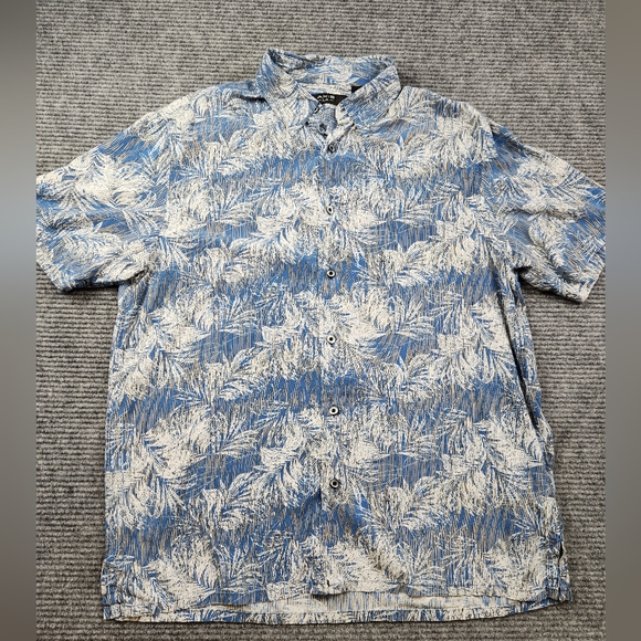 Axis LA 100% Silk Large Button Down Short Sleeve Shirt Blue Resort Wear Leisure - Picture 1 of 9